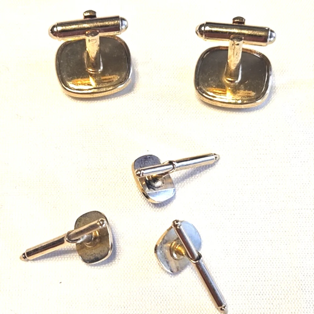 Vintage Onyx and Silver Tuxedo Buttons & Shirt Studs